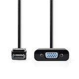 VGA kábel | DisplayPort Dugasz | VGA Dugasz | Nikkelezett | Maximális felbontás: 1080p | 0.20 m | Kerek | Fekete | Buborékfólia
