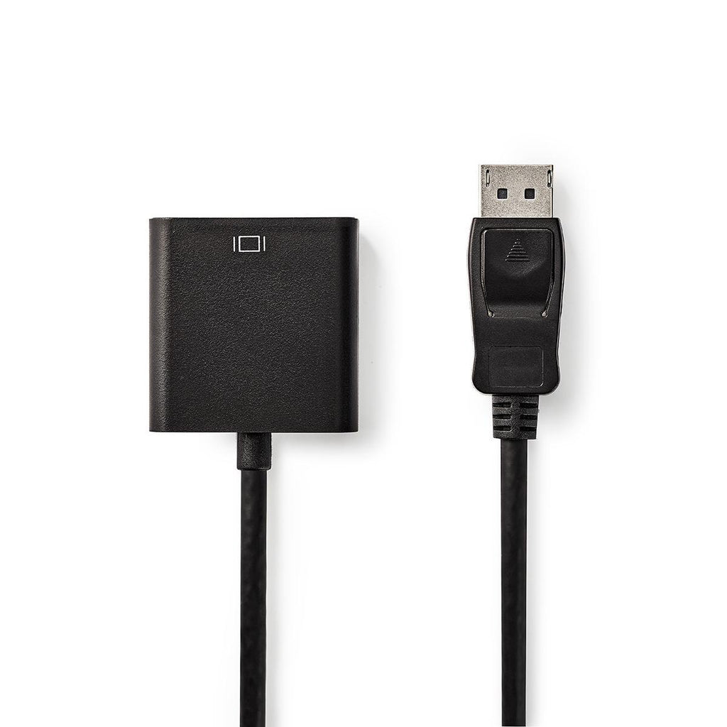 VGA kábel | DisplayPort Dugasz | VGA Dugasz | Nikkelezett | Maximális felbontás: 1080p | 0.20 m | Kerek | Fekete | Buborékfólia