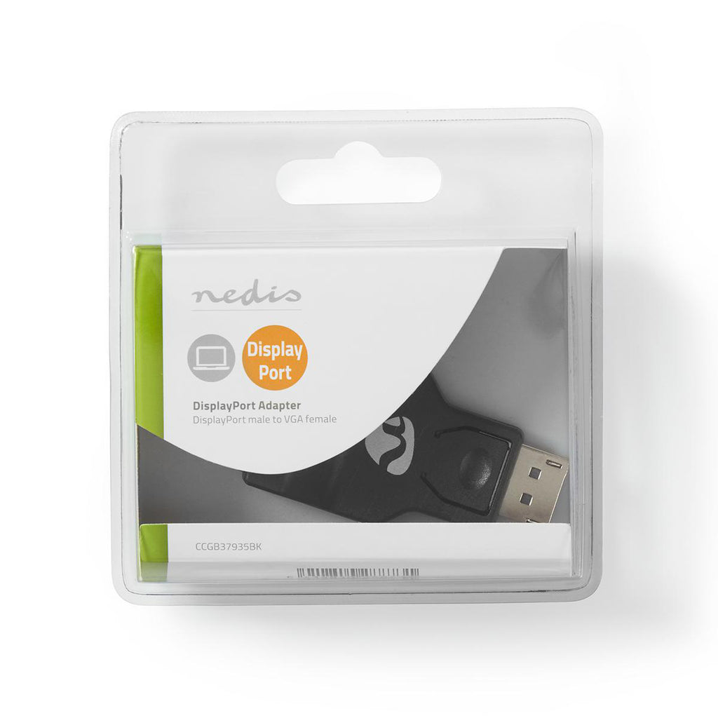 DisplayPort - VGA-adapter | DisplayPort-dugasz - VGA-aljzat | Fekete