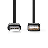USB kábel | USB 2.0 | USB-A Dugasz | USB-A Aljzat | 480 Mbps | Nikkelezett | 3.00 m | Kerek | PVC | Fekete | Doboz