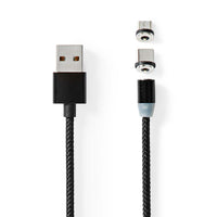 USB kábel | USB 2.0 | USB-A Dugasz | USB Micro-B Dugasz / USB-C™ Dugasz | No Data Transfer | Nikkelezett | 2.00 m | Kerek | Nejlon Tok | Fekete | Doboz