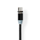 USB kábel | USB 2.0 | USB-A Dugasz | USB Micro-B Dugasz / USB-C™ Dugasz | No Data Transfer | Nikkelezett | 2.00 m | Kerek | Nejlon Tok | Fekete | Doboz