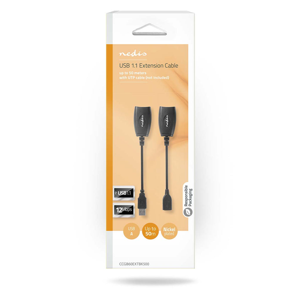 Aktív USB-kábel | USB 1.1 | USB-A Dugasz | RJ45 Aljzat | 12 Mbps | 0.20 m | Kerek | Nikkelezett | PVC | Réz | Doboz-3