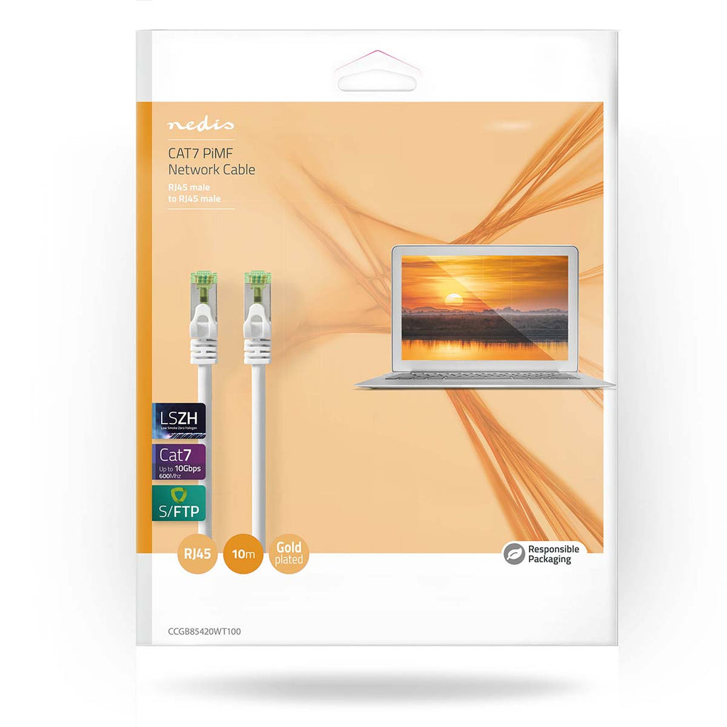 CAT7 hálózati kábel | S/FTP | RJ45 Dugasz | RJ45 Dugasz | 10.0 m | Snagless | Kerek | LSZH | Fehér | Doboz-2