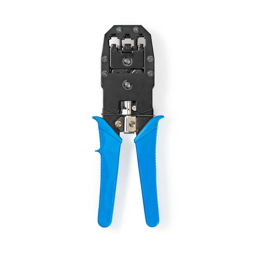 Crimp pliers | CAT5 / CAT5e / CAT6 / CAT6a / RJ10 / RJ11 / RJ45 | Fogó / Lehántás / Szigetelés Eltávolítás | ABS / Acél | Kék-0