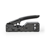 Crimp pliers | CAT5 / CAT5e / CAT6 / CAT6a / CAT7 / RJ12 / RJ45 | Fogó / Lehántás / Szigetelés Eltávolítás | ABS / Acél | Fekete