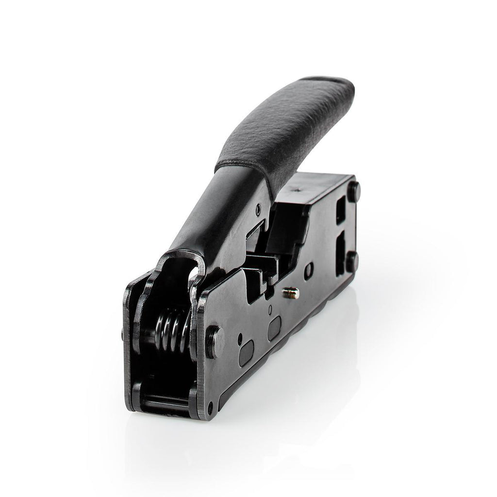 Crimp pliers | CAT5 / CAT5e / CAT6 / CAT6a / CAT7 / RJ12 / RJ45 | Fogó / Lehántás / Szigetelés Eltávolítás | ABS / Acél | Fekete