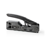 Crimp pliers | CAT5 / CAT5e / CAT6 / CAT6a / CAT7 / RJ12 / RJ45 | Fogó / Lehántás / Szigetelés Eltávolítás | ABS / Acél | Fekete