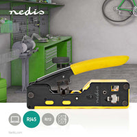 Crimp pliers | CAT5 / CAT5e / CAT6 / CAT6a / CAT7 / RJ12 / RJ45 | Fogó / Lehántás / Szigetelés Eltávolítás | Acél / Gumi | Fekete / Sárga