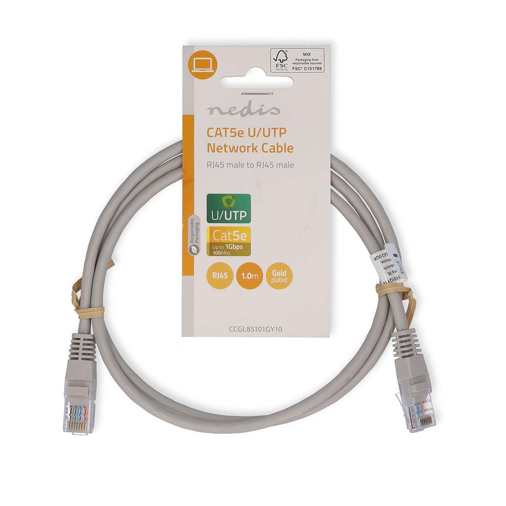 CAT5e hálózati kábel | U/UTP | RJ45 Dugasz | RJ45 Dugasz | 1.00 m | Kerek | PVC | Szürke | Label-2