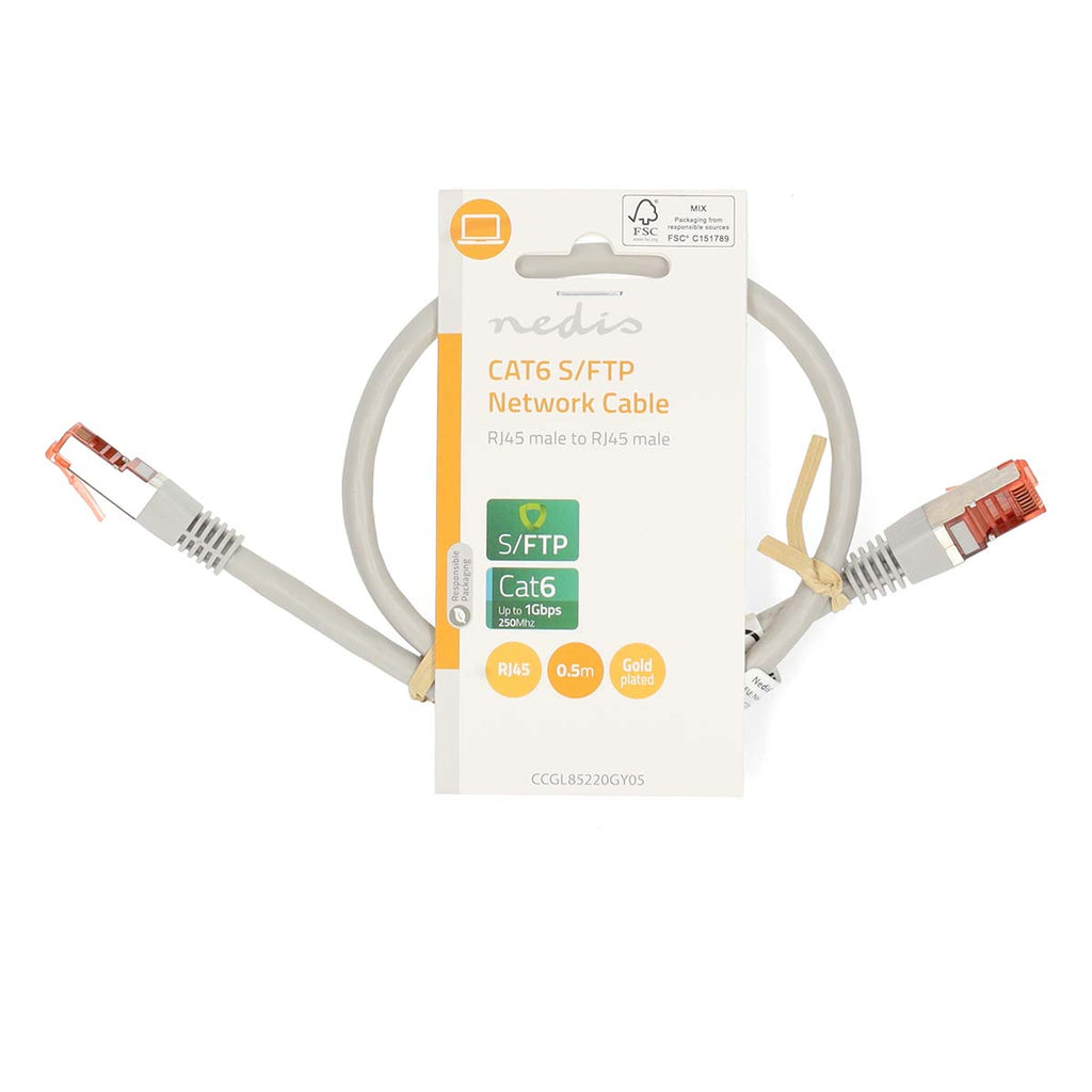 Cat 6 kábel | RJ45 Dugasz | RJ45 Dugasz | SF/UTP | 0.50 m | Kerek | PVC | Szürke | Label-2