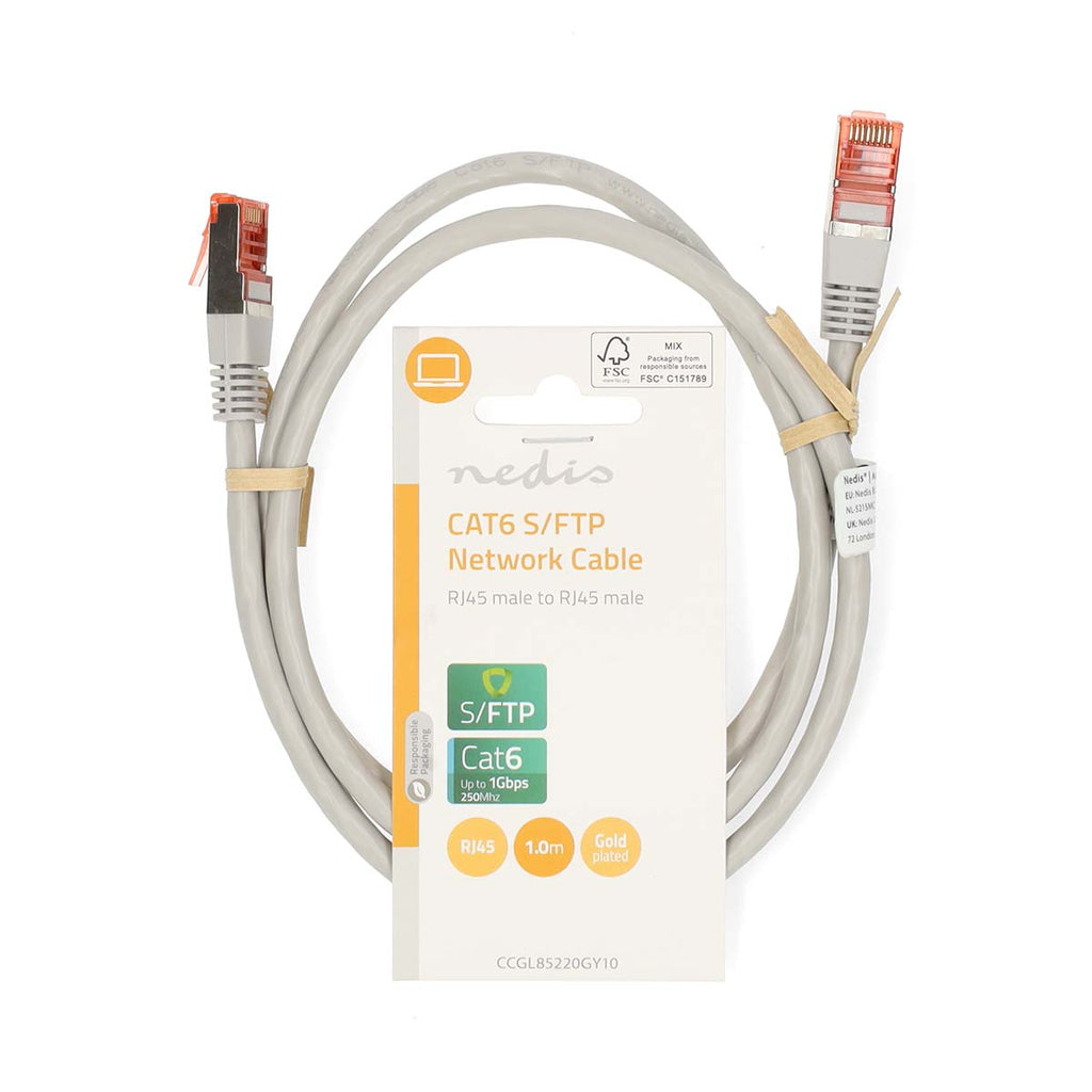 Cat 6 kábel | RJ45 Dugasz | RJ45 Dugasz | SF/UTP | 1.00 m | Kerek | PVC | Szürke | Label-2
