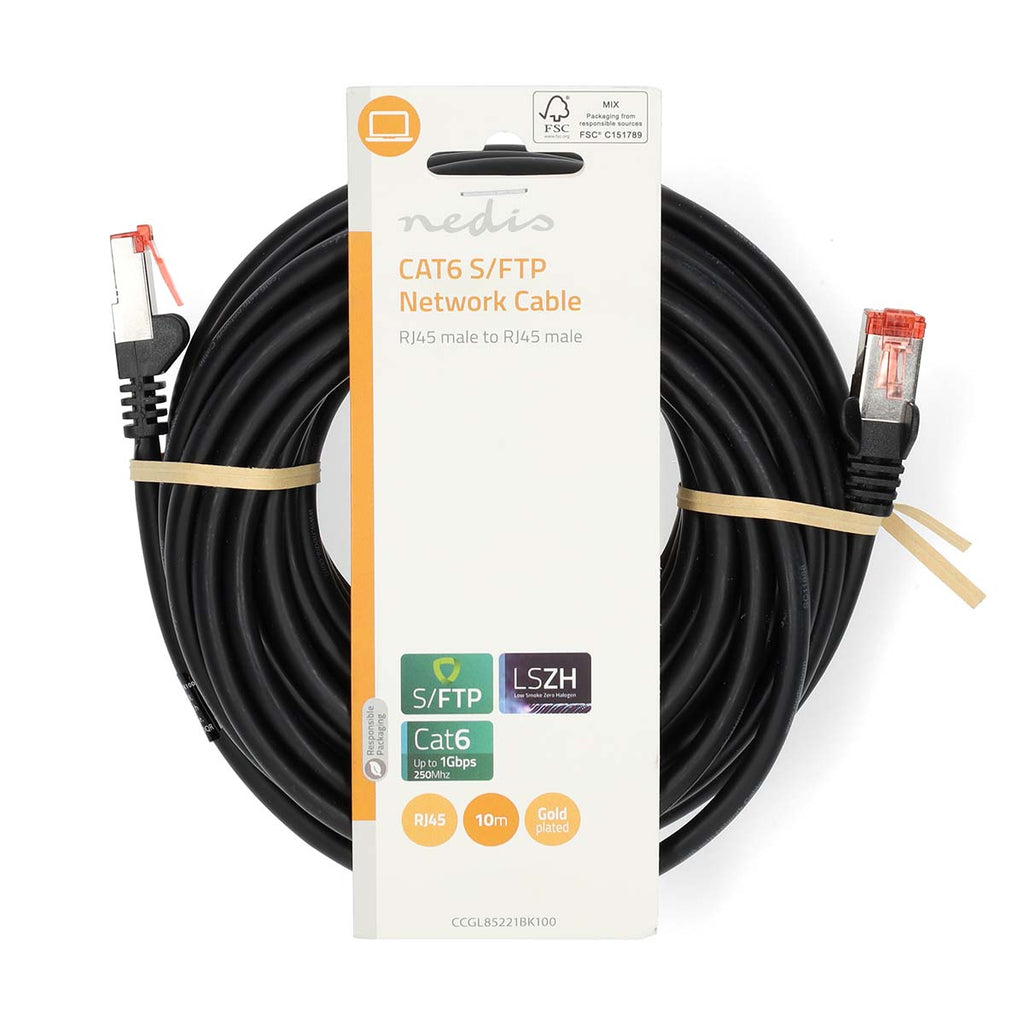 CAT6 hálózati kábel | RJ45 Dugasz | RJ45 Dugasz | S/FTP | 10.0 m | Kerek | LSZH | Fekete | Label-2