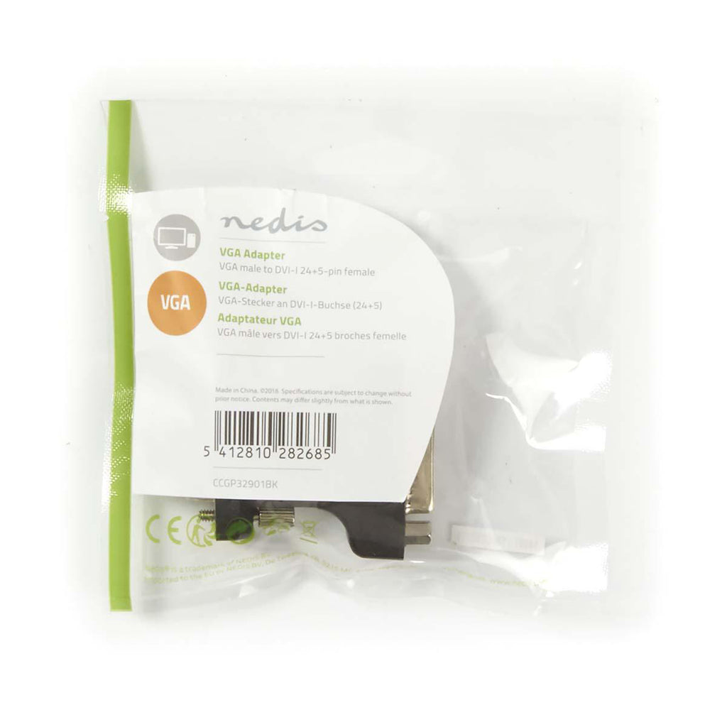 VGA - DVI adapter | VGA-dugasz - DVI-I 24+5 tűs Aljzat | Fekete