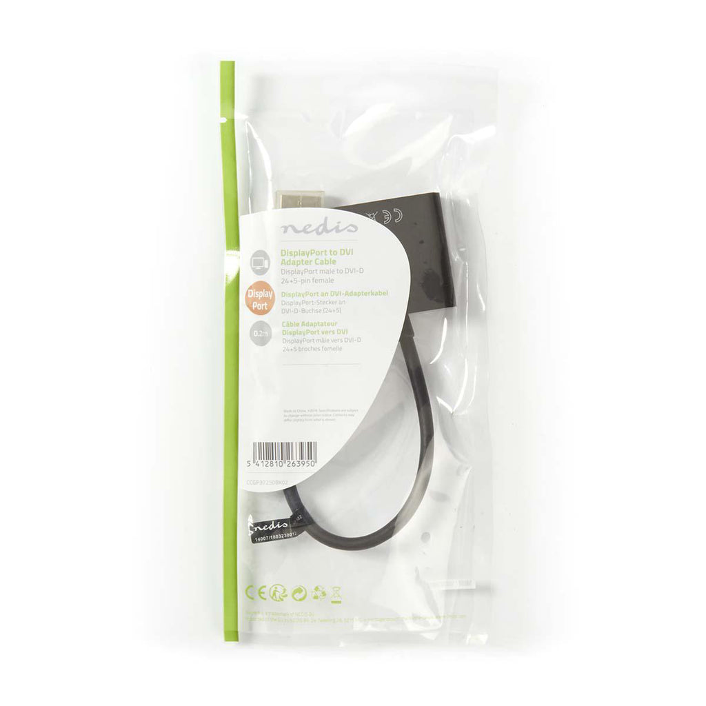 DisplayPort - DVI kábel | DisplayPort-dugasz - DVI-D 24 + 1 Pólusú Aljzat | 0,2 m | Fekete