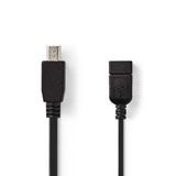 USB Mikro-B Adapter | USB 2.0 | Mini 5-Pin Dugasz | USB-A Aljzat | 480 Mbps | OTG | 0.20 m | Lapos | Nikkelezett | PVC | Fekete | Műanyag Zacskó