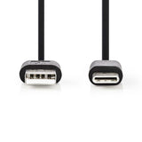 USB kábel | USB | USB-A Dugasz | USB Type-C™ Dugasz | Nikkelezett | 2.00 m | Kerek | PVC | Fekete | Műanyag Zacskó