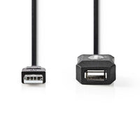 Aktív USB 2.0 Hosszabbítókábel | A Dugasz - A Aljzat | 5,0 m | Fekete