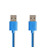 USB kábel | USB 3.2 Gen 1 | USB-A Dugasz | USB-A Dugasz | 5 Gbps | Nikkelezett | 2.00 m | Kerek | PVC | Kék | Műanyag Zacskó