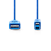 USB kábel | USB 3.2 Gen 1 | USB-A Dugasz | USB-B Dugasz | 5 Gbps | Nikkelezett | 2.00 m | Kerek | PVC | Kék | Műanyag Zacskó
