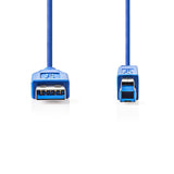 USB kábel | USB 3.2 Gen 1 | USB-A Dugasz | USB-B Dugasz | 5 Gbps | Nikkelezett | 3.00 m | Kerek | PVC | Kék | Műanyag Zacskó