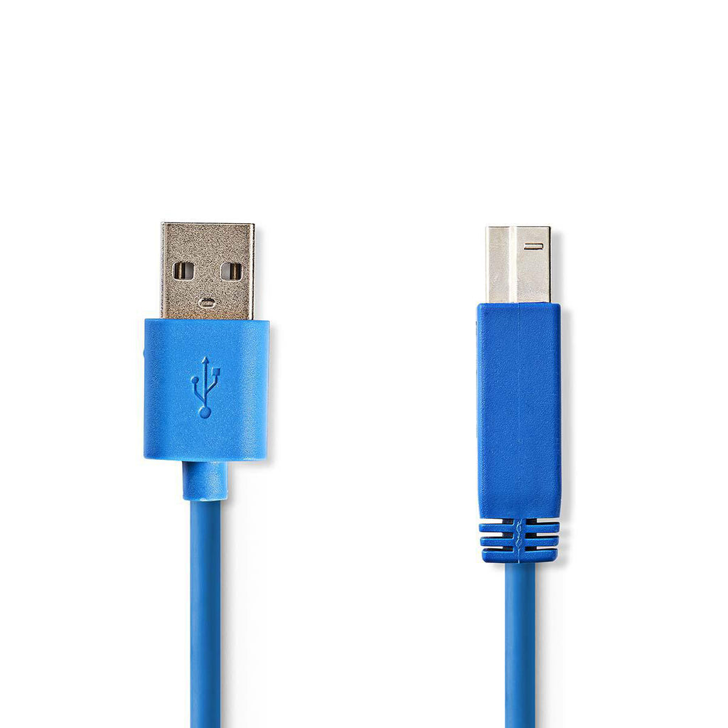 USB kábel | USB 3.2 Gen 1 | USB-A Dugasz | USB-B Dugasz | 5 Gbps | Nikkelezett | 3.00 m | Kerek | PVC | Kék | Műanyag Zacskó