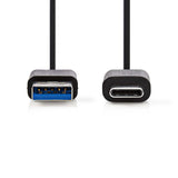 USB kábel | USB | USB-A Dugasz | USB Type-C™ Dugasz | Nikkelezett | 1.00 m | Kerek | PVC | Fekete | Műanyag Zacskó