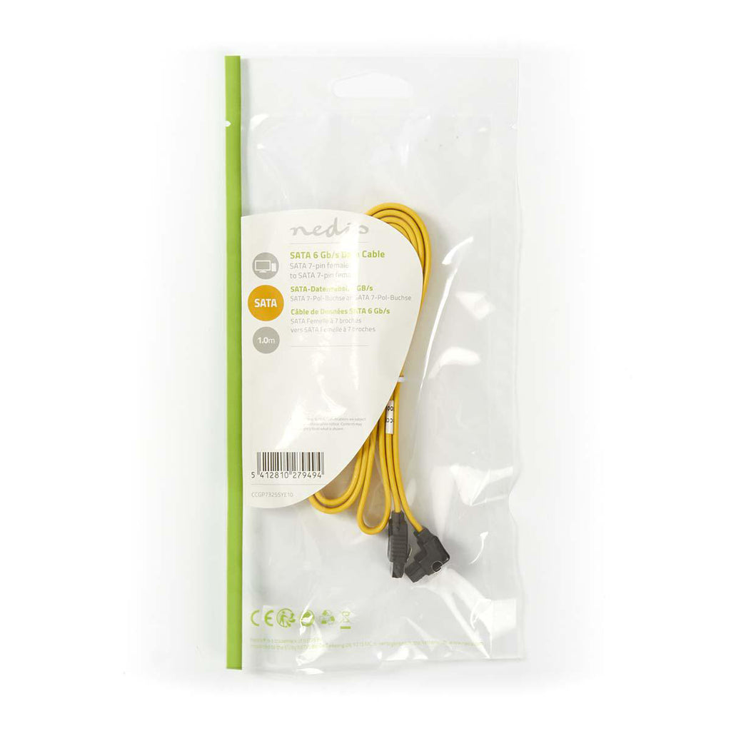 SATA kábel | 6 Gbps | SATA 7-Tűs Aljzat | SATA 7-Tűs Aljzat | PVC | 1.00 m | Lapos | PVC | Sárga | Műanyag Zacskó