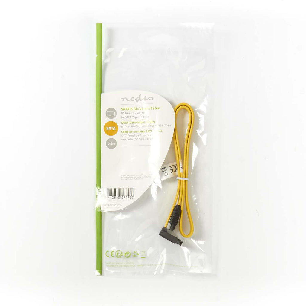 SATA kábel | 6 Gbps | SATA 7-Tűs Aljzat | SATA 7-Tűs Aljzat | PVC | 0.50 m | Lapos | PVC | Sárga | Műanyag Zacskó