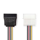 Belső hálózati kábel | Molex Dugasz - SATA 15 tűs Aljzat | 0,15 m | Különféle