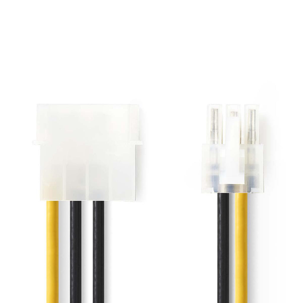 Belső hálózati kábel | Molex Dugasz | PCI Express Dugasz | Aranyozott | 0.20 m | Kerek | PVC | Sárga/Fekete | Műanyag Zacskó