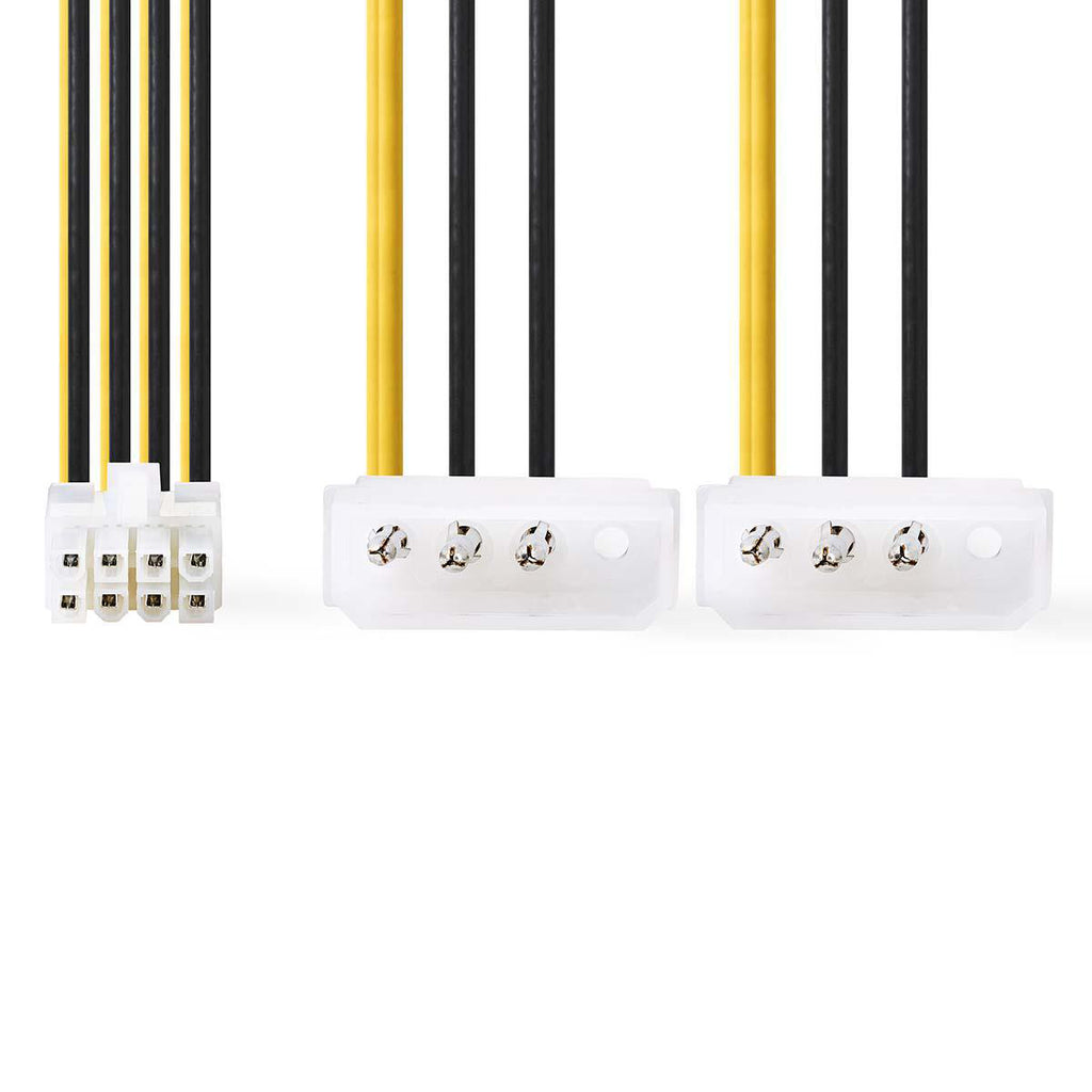 Belső hálózati kábel | EPS 8 tűs Dugasz - 2 db Molex Dugasz | 0,15 m | Különféle