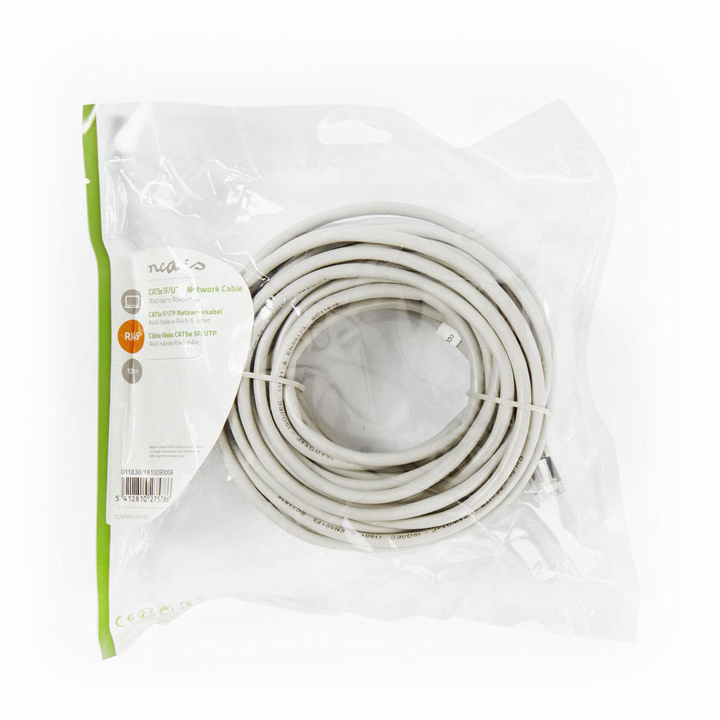 Cat 5e kábel | SF/UTP | RJ45 Dugasz | RJ45 Dugasz | 10.0 m | Kerek | PVC | Szürke | Műanyag Zacskó