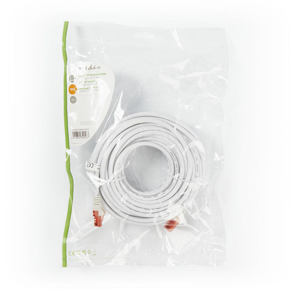 Cat 6 kábel | RJ45 Dugasz | RJ45 Dugasz | U/UTP | 15.0 m | Kerek | PVC | Fehér | Boríték