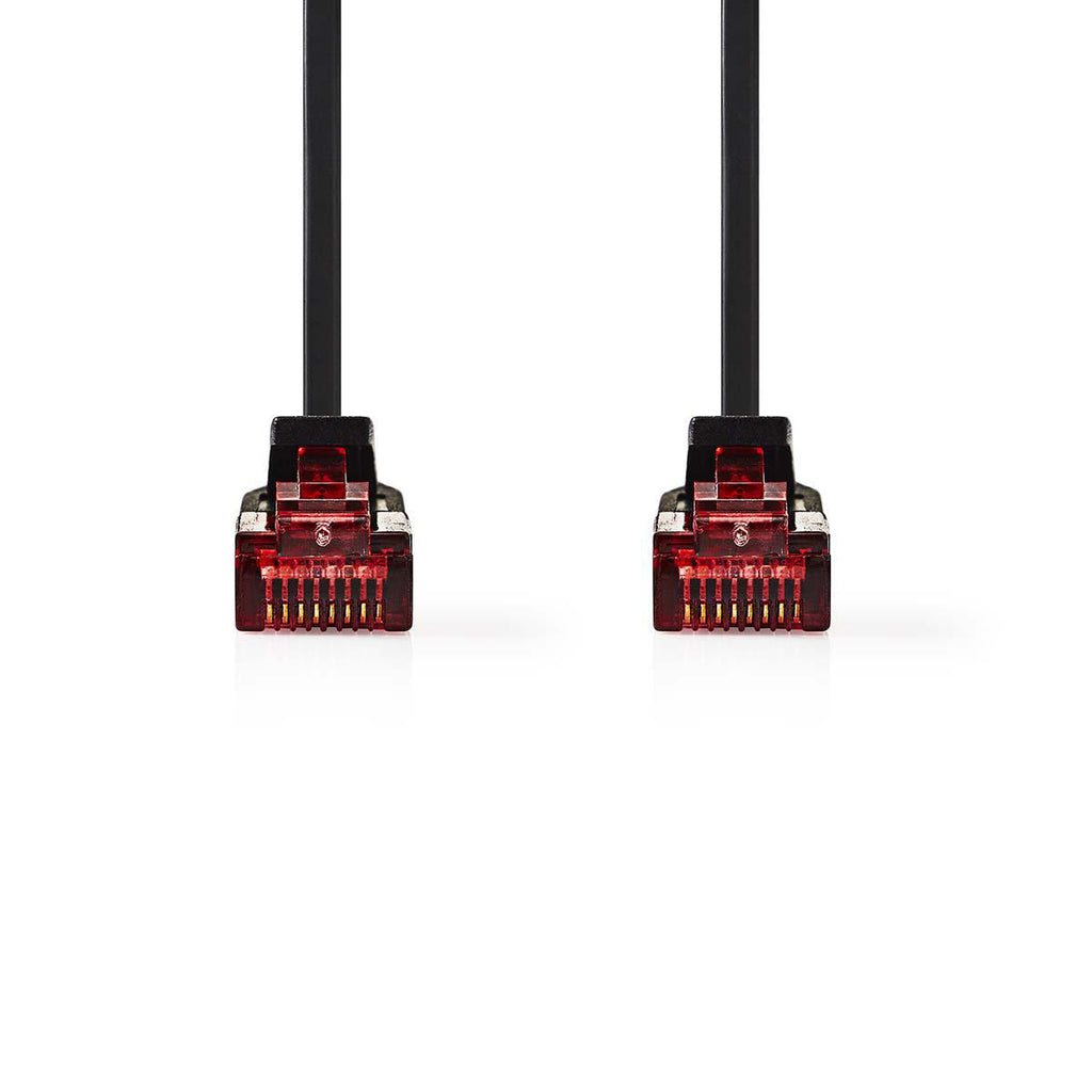 Cat 6 kábel | RJ45 (8P8C) Dugasz | RJ45 (8P8C) Dugasz | UTP | 2.00 m | Lapos | PVC | Fekete | Műanyag Zacskó