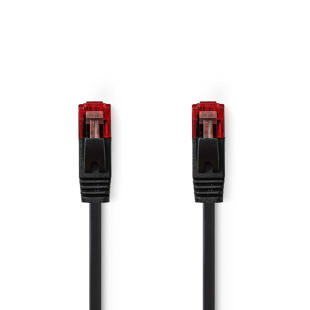 Cat 6 kábel | RJ45 (8P8C) Dugasz | RJ45 (8P8C) Dugasz | UTP | 2.00 m | Lapos | PVC | Fekete | Műanyag Zacskó