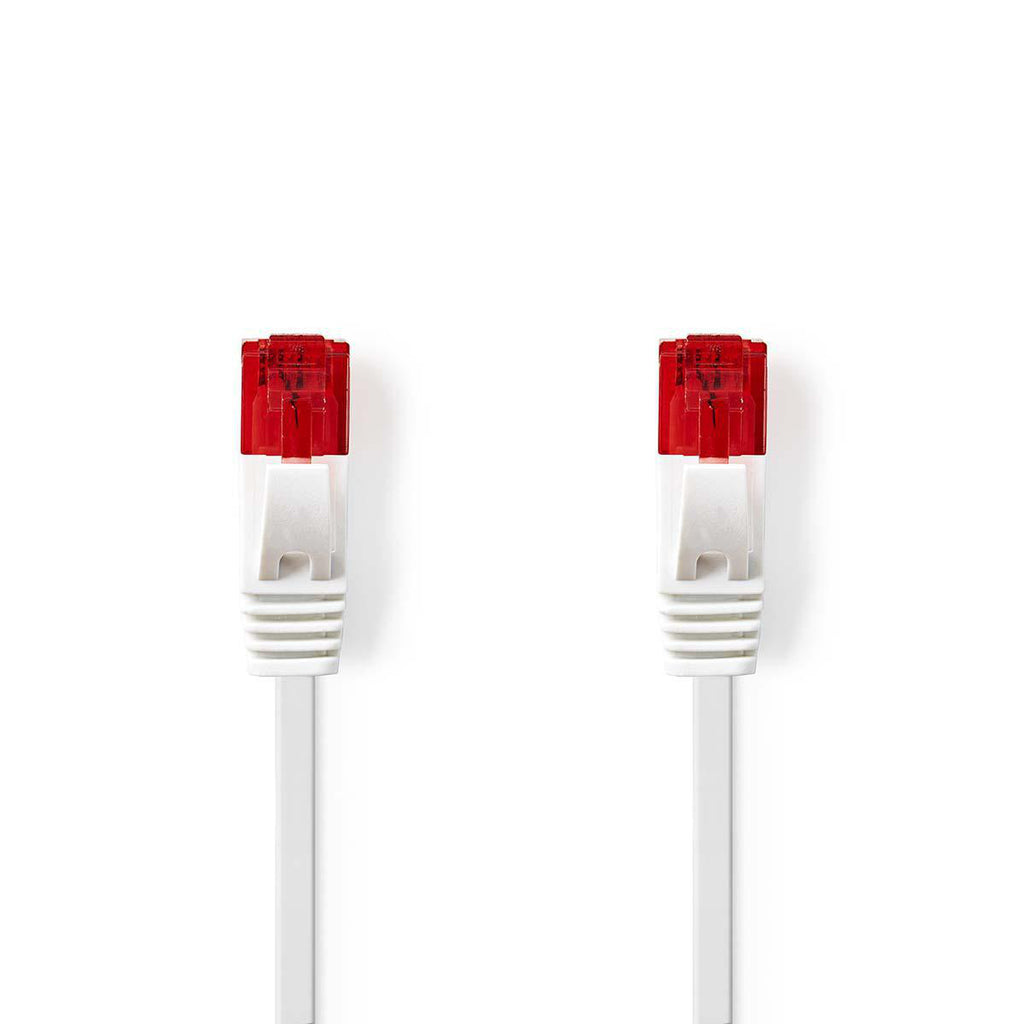 Cat 6 kábel | RJ45 Dugasz | RJ45 Dugasz | U/UTP | 1.00 m | Snagless | Lapos | PVC | Fehér | Műanyag Zacskó