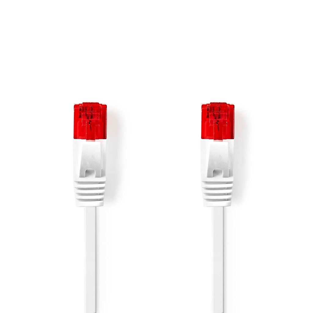Cat 6 kábel | RJ45 Dugasz | RJ45 Dugasz | U/UTP | 5.00 m | Snagless | Lapos | PVC | Fehér | Műanyag Zacskó