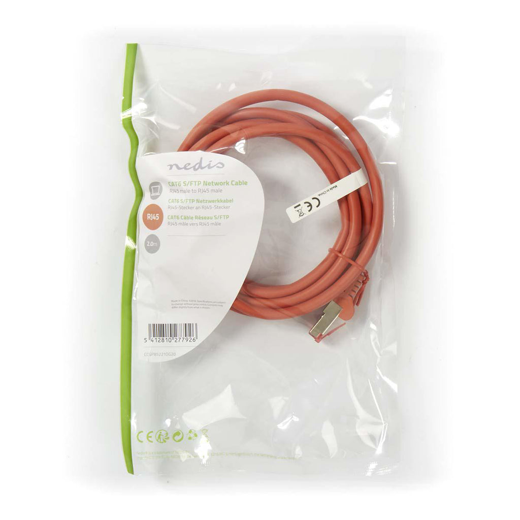Cat 6 kábel | RJ45 Dugasz | RJ45 Dugasz | S/FTP | 2.00 m | Kerek | LSZH | Narancs | Műanyag Zacskó