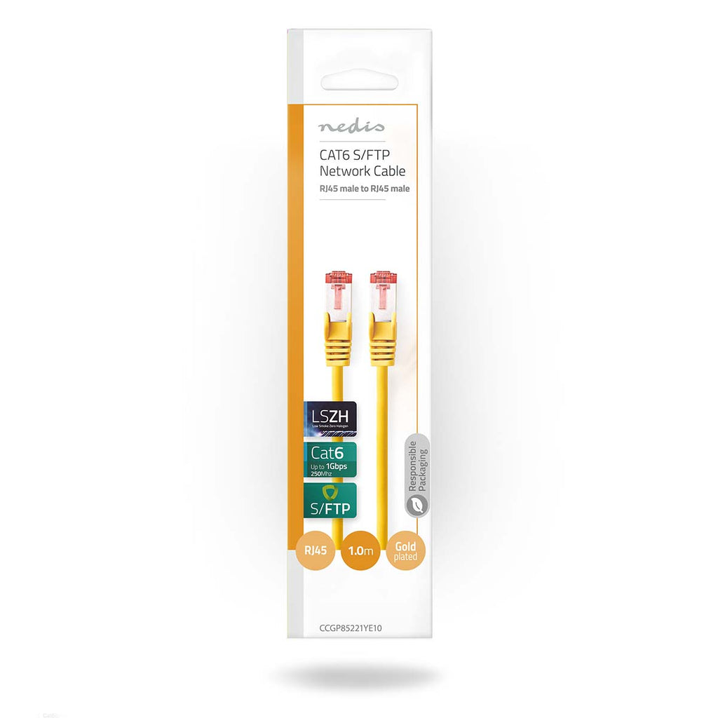 Cat 6 kábel | RJ45 Dugasz | RJ45 Dugasz | S/FTP | 1.00 m | Kerek | LSZH | Sárga | Műanyag Zacskó