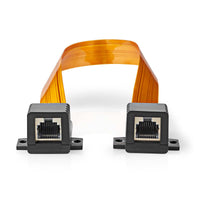 Cat 6 kábel | RJ45 Aljzat | RJ45 Aljzat | U/UTP | 0.30 m | Kül és Beltéri | Lapos | Nejlon Tok | Fekete | Műanyag Zacskó