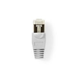 Hálózati Csatlakozókészlet | RJ45 Dugasz + Feszültségmentesítő Ütköző - Szilárd Cat 5 UTP-kábelekhez | 10 darabos | Szürke