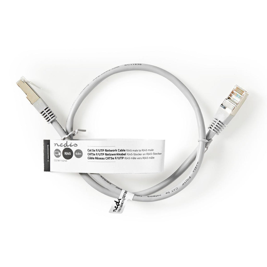 Cat 5e kábel | F/UTP | RJ45 Dugasz | RJ45 Dugasz | 0.50 m | Kerek | PVC | Szürke | Papírfüles