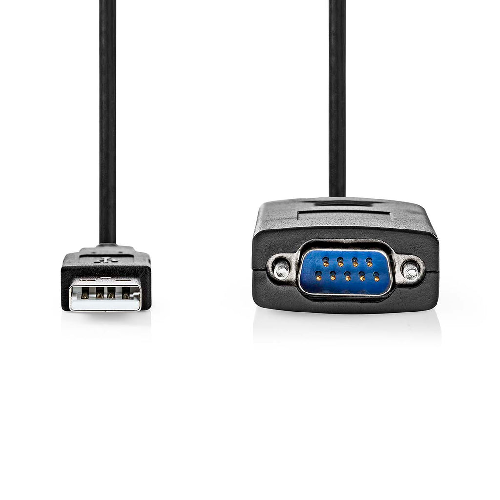 RS232 átalakító | USB-A Dugasz | RS232 | Nikkelezett | 0.90 m | Kerek | PVC | Fekete | Doboz