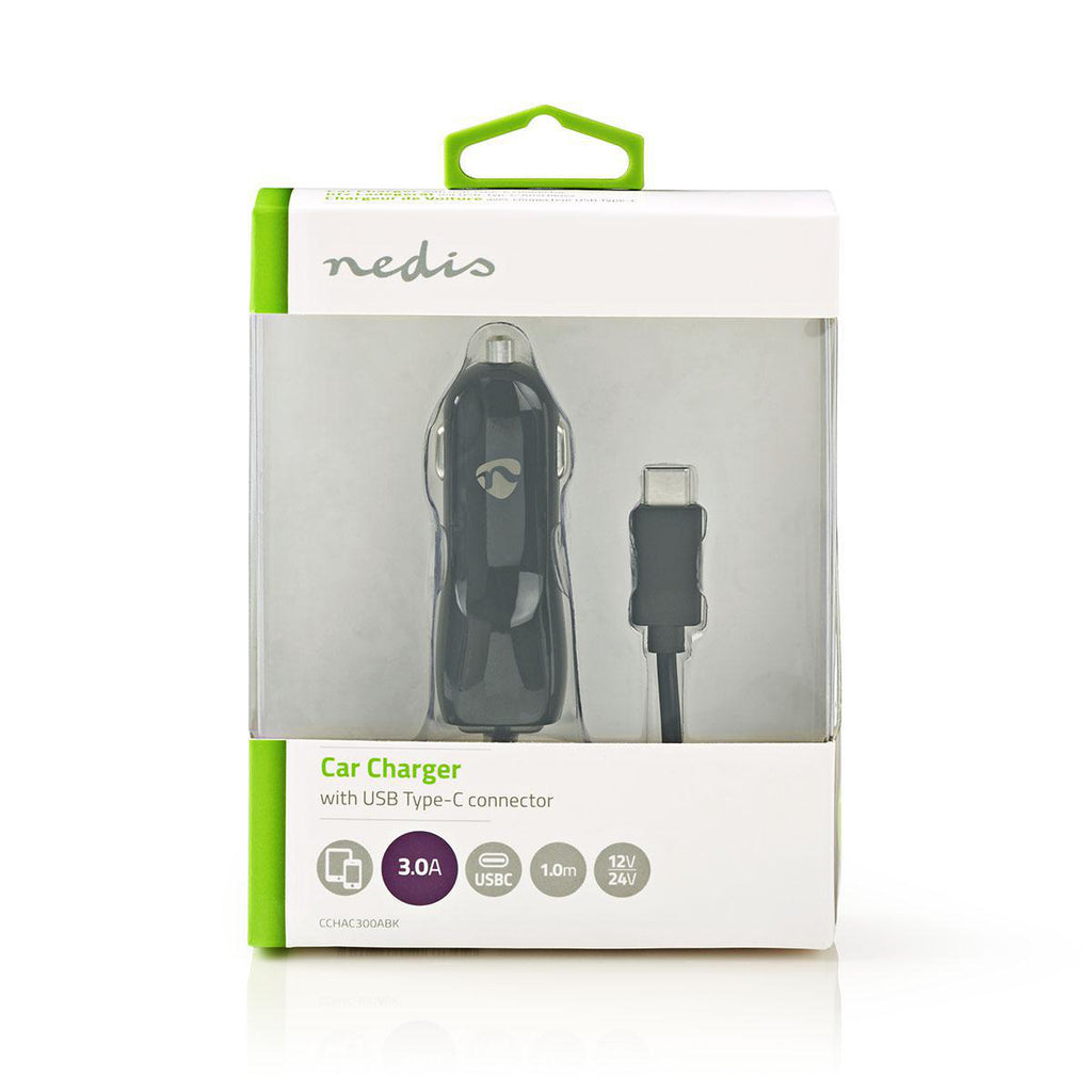 Autós töltő | 3,0 A | Fix kábel | USB-C™ | Fekete