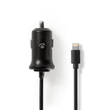 Autós töltő | 2,4 A | Fix Lightning kábel | Fekete
