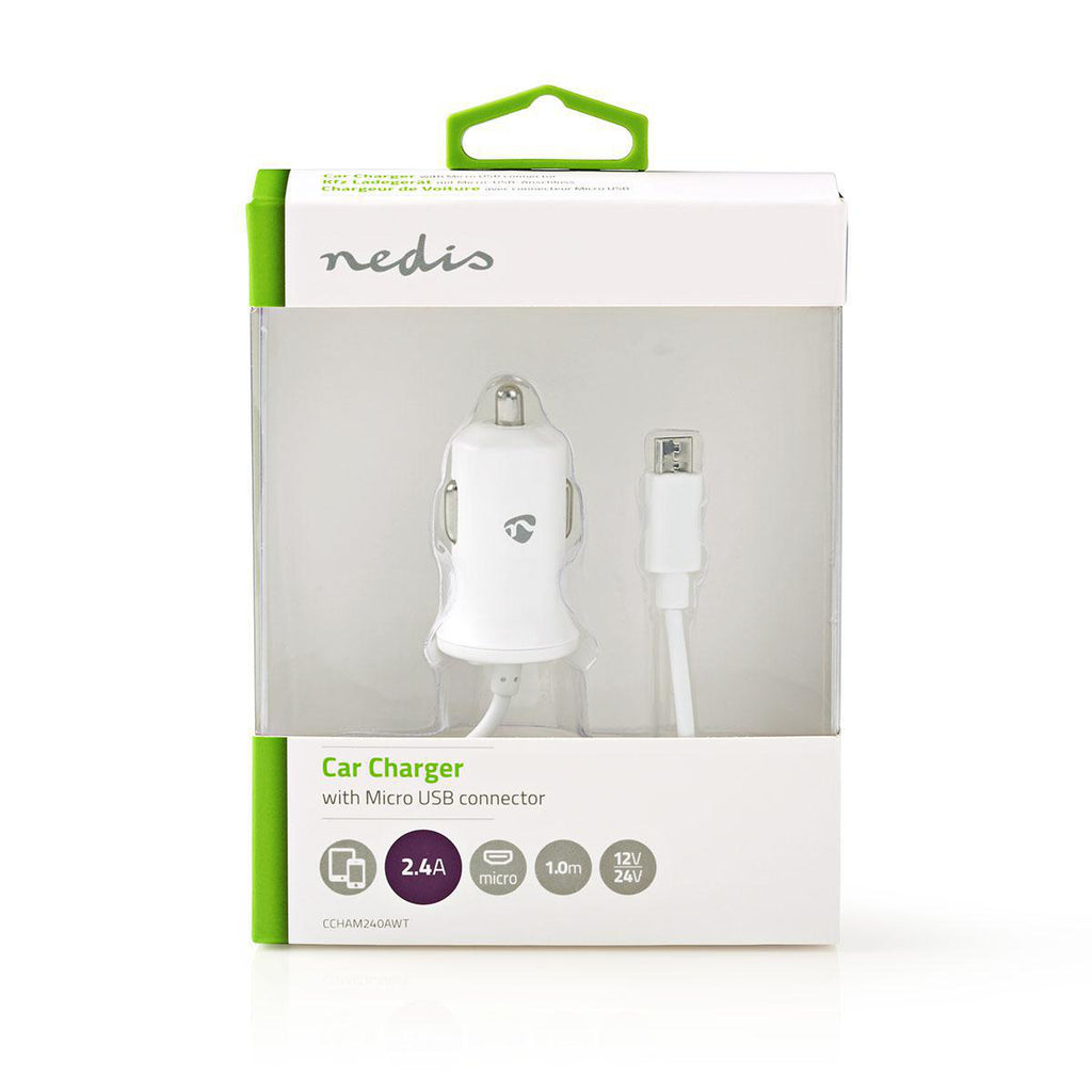 Autós Töltő | 1x 2.4 A | Kimenő csatlakozók száma: 1 | Micro USB (Rögzített) Kábel | 1.00 m | 12 W | Egyszerű Kimenő Feszültség