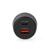 Autós Töltő | 2x 3.0 A | Kimenő csatlakozók száma: 2 | Csatlakozó típusa: USB-A / USB-C™ | | 48 W | Automatikus Feszültség Kiválasztás | PD3.0 30W / QC3.0