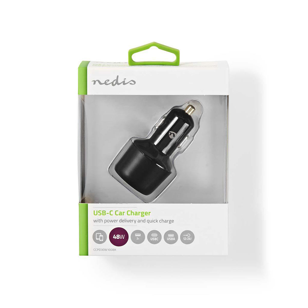 Autós Töltő | 2x 3.0 A | Kimenő csatlakozók száma: 2 | Csatlakozó típusa: USB-A / USB-C™ | | 48 W | Automatikus Feszültség Kiválasztás | PD3.0 30W / QC3.0