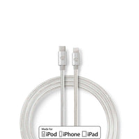 Lightning Kábel | USB 2.0 | Apple Lightning, 8 Pólusú | USB-C™ Dugasz | 480 Mbps | Aranyozott | 1.00 m | Kerek | Márkás / Nejlon Tok | Aluminium / Ezüst | Ablakos Fedő Doboz